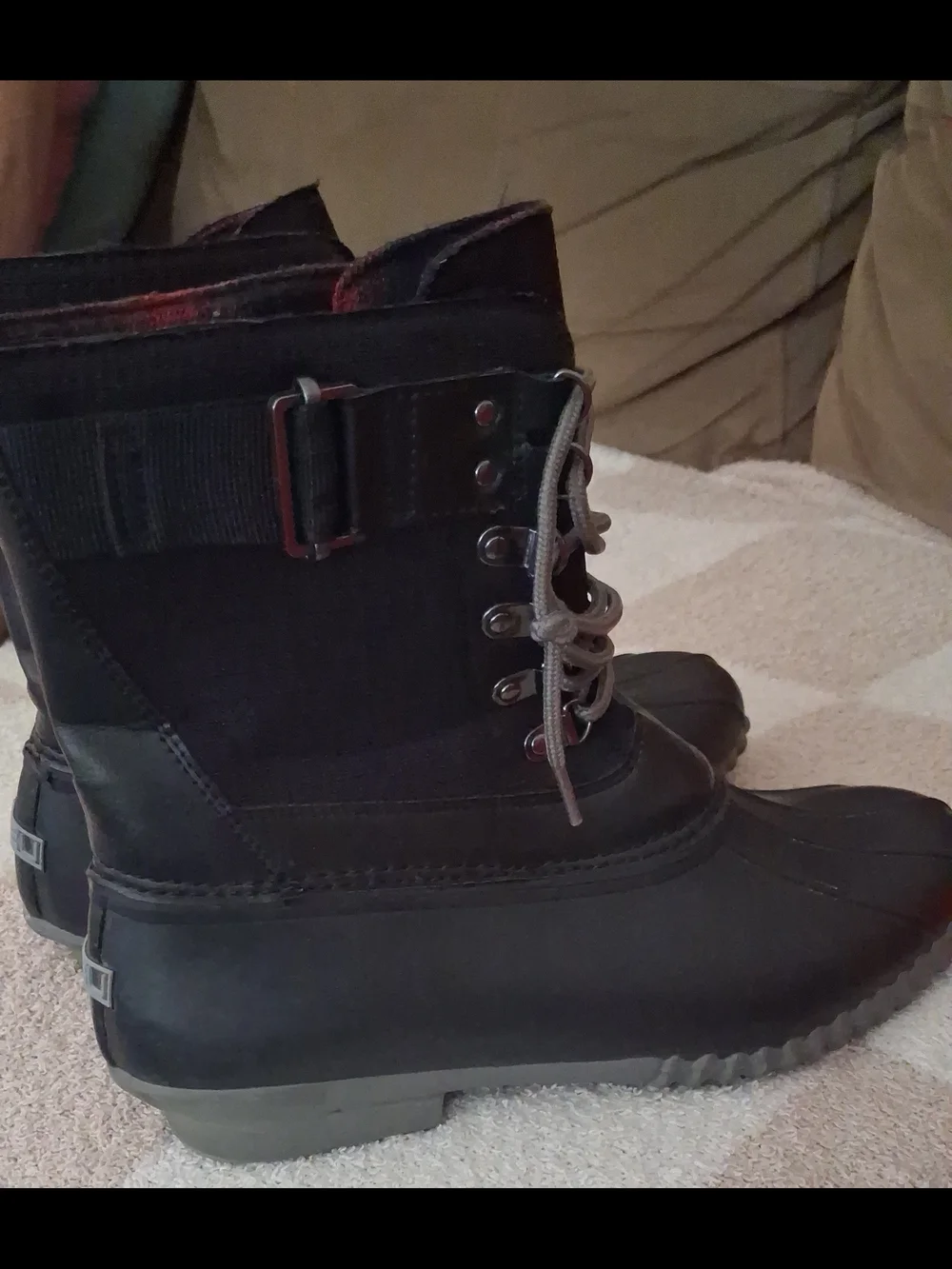 JBU Men's Black Lace-Up Rain & Snow Duck Boots Size 10